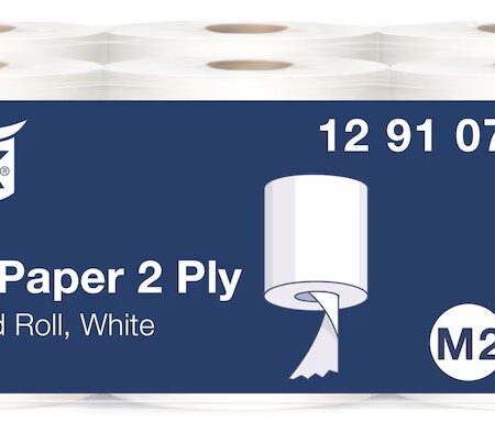 Tork® 129107 Basic Wiping Paper, White, M2 Centrefeed Roll – 2 Ply, 150.15²m, Case of 6