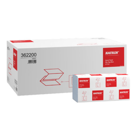 Katrin® 362200 Blue V-Fold Zig Zag Paper Towels– 1 Ply, Case of 5,000