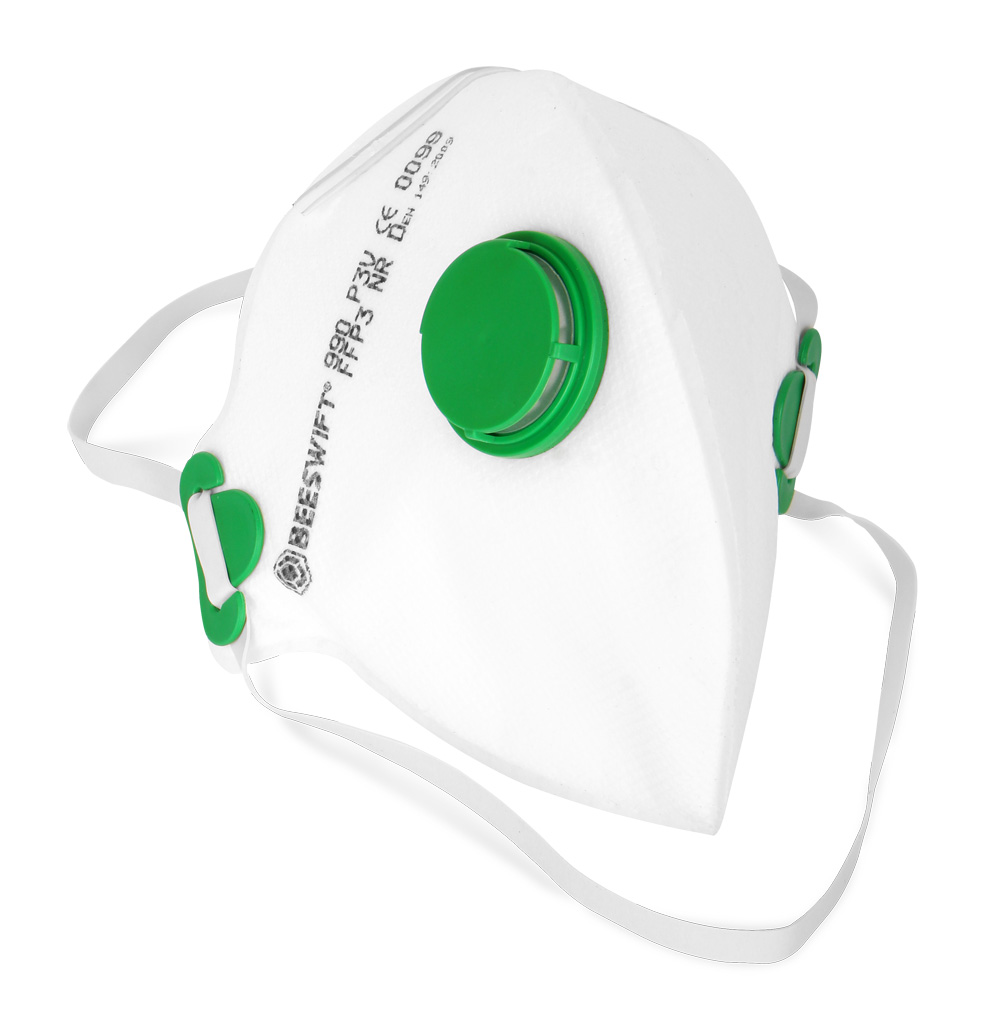 3FF3V - Beeswift Fold Flat P3 Valved Mask White (Box of 20) - Image 2