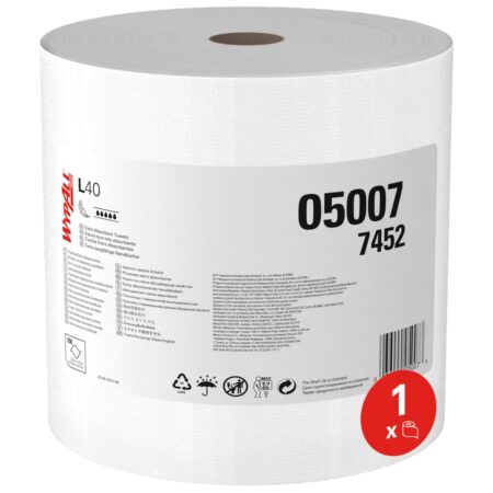WypAll® L40 Power Clean™ 7452 – 1 Ply Large Roll White Wipers – 750 Sheets