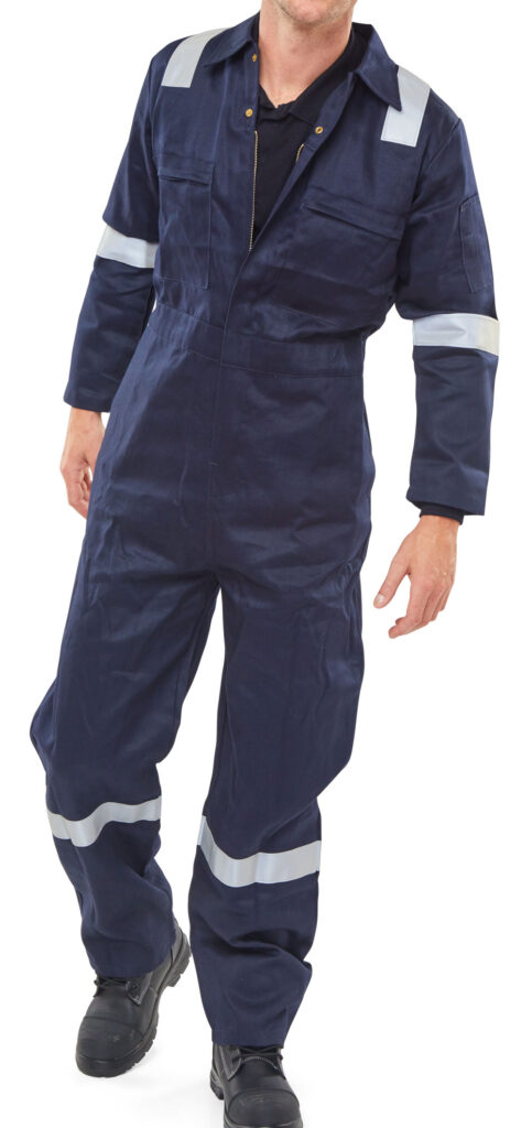 Beeswift Burgan Fire Retardant Anti-static Boilersuit Navy Blue