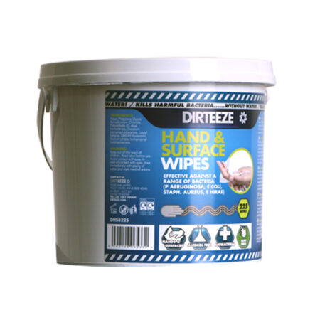 Dirteeze Hand And Surface Wipes Bucket White Item Code: DHAVB225 225 wipes