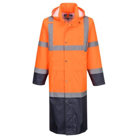 Portwest H446 - Hi-Vis Contrast Raincoat 122cm