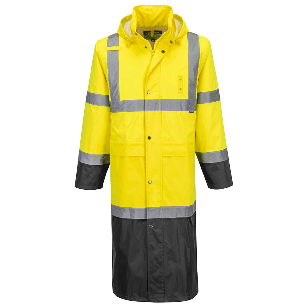 Portwest H446 - Hi-Vis Contrast Raincoat 122cm