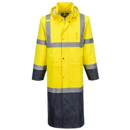 Portwest H446 - Hi-Vis Contrast Raincoat 122cm - Image 3