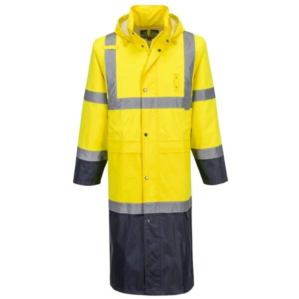 Portwest H446 - Hi-Vis Contrast Raincoat 122cm
