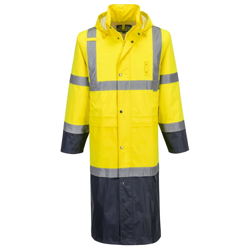 Portwest H446 - Hi-Vis Contrast Raincoat 122cm - Image 3
