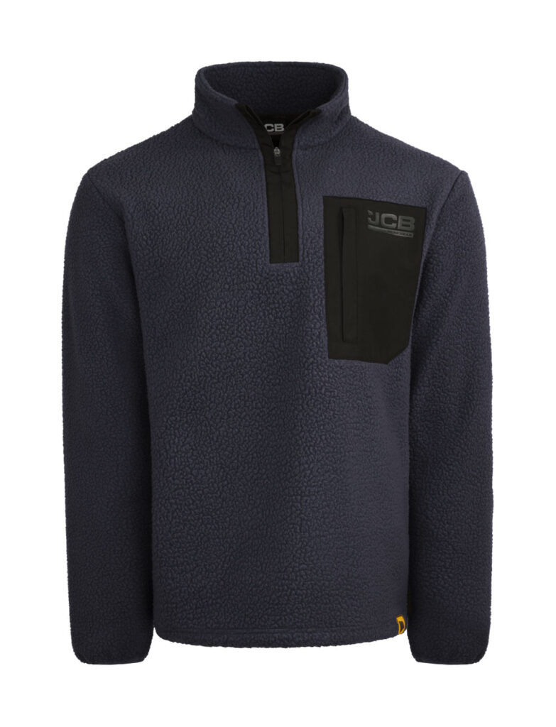 Jcb Workwear Unisex Borg Fleece 320gsm – Contrast Quarter Zip Navy Blue Item Code: JCB013N