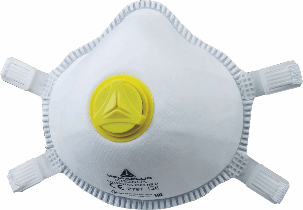Delta Plus M1200VPLUS Box of 5 P2 disposable masks with valve and wide adjustable straps for a better fit.