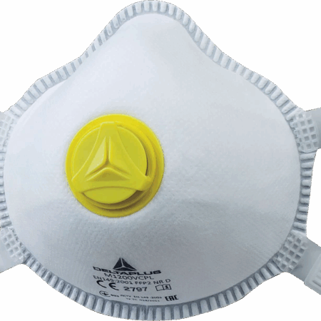 Delta Plus M1200VPLUS Box of 5 P2 disposable masks with valve and wide adjustable straps for a better fit.