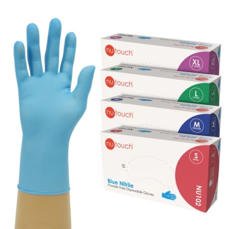Nutouch Blue Nitrile Gloves NU102 Box of 100