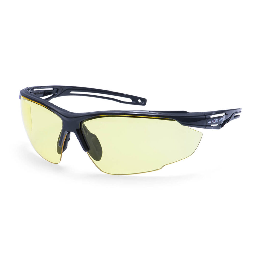 Portwest PS36 - Anthracite Safety Glasses  super soft rubber nose piece.