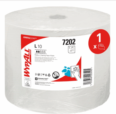 WypAll® 7202 L10 Surface Wiping Paper - Jumbo Roll White - 1,000 Paper Wipes