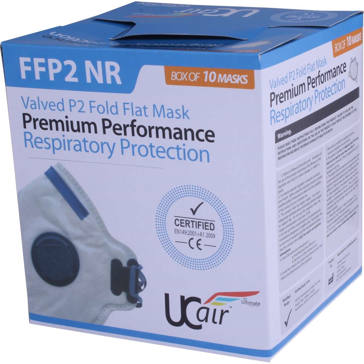 Ucair UCFD-P2V Disposable FFP2 Fold Flat Mask (UOM Box of 10) - Image 2