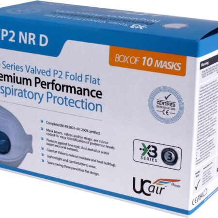 Ucair UCFX3-P2V - X3 Series (U.o.m. Box of 10) Disposable tri-fold valved FFP2 NR D fold flat mask (APF 10) - Image 4