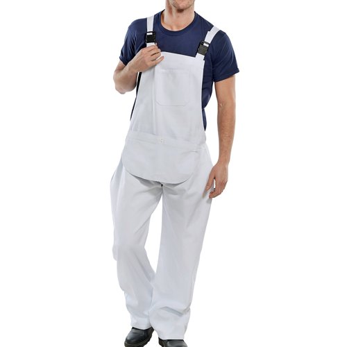 Beeswift Cotton Drill Bib And Brace White CDBBW