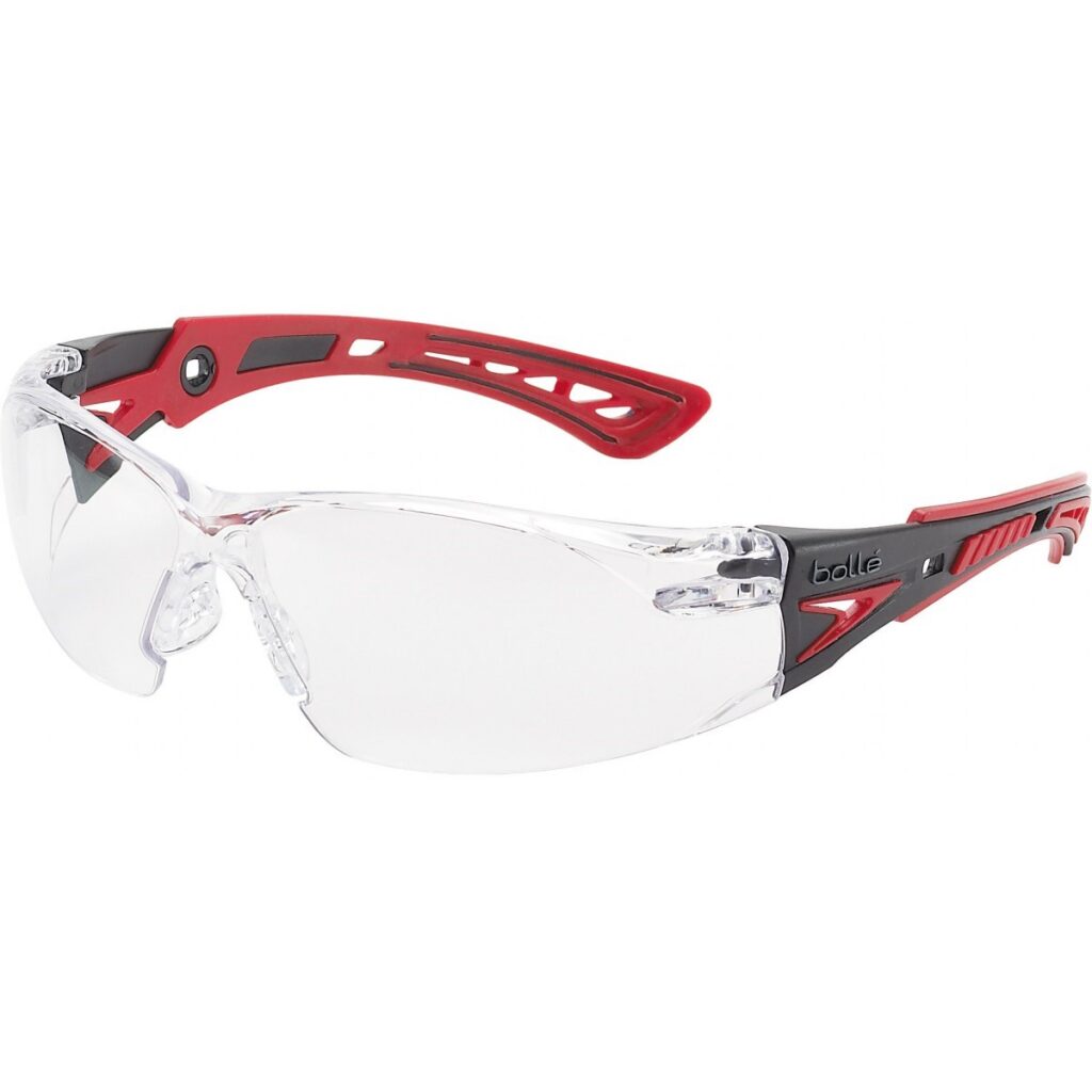 Bolle Rush+ Go Green Platinum Glasses Clear PC lens - PLATINUM hard coat & anti-fog coating - Bi-material PC + TPR Side Arms