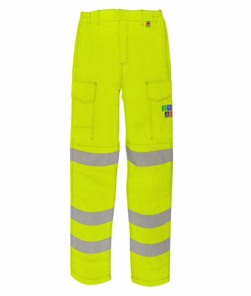 MORSE: INHERENT FR ARC COMBAT TROUSER HI VIS YELLOW WITH FR TAPES - TALL LEG