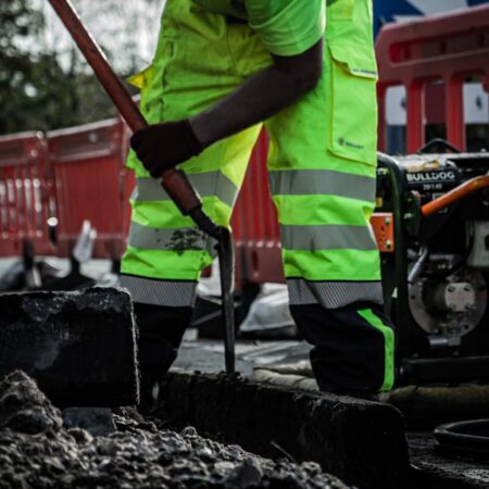 Beeswift Deltic Hi-vis Two-tone Ripstop Breathable And Waterproof Rail Overtrouser Saturn Yellow / Navy Item Code: BSDTRTTSYN