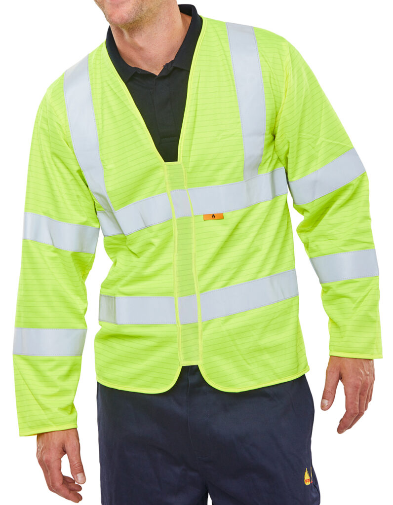 Beeswift Fire Retardant Hi-vis Jerkin Saturn Yellow Item Code: CFRPKJSY