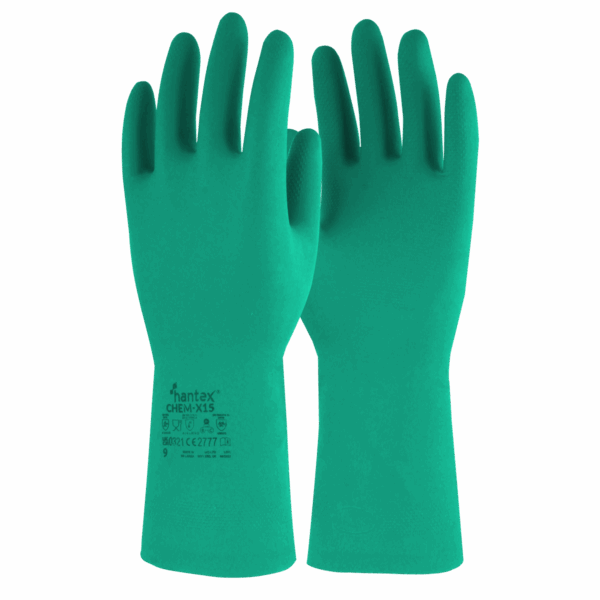 Hantex® ChemX-15G - Green Nitrile Flock lined Chemical Type A Chemical (A highest, B, C Lowest)
