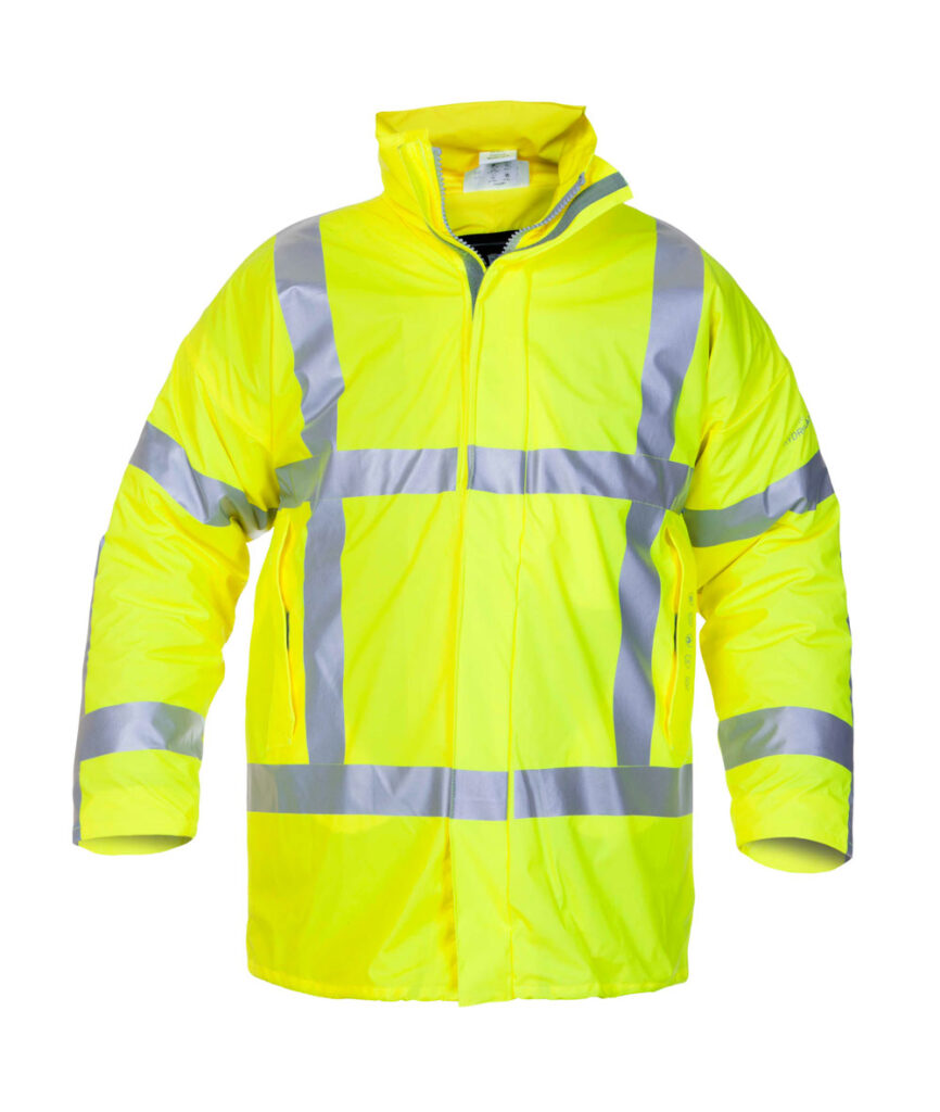 Hydrowear Norfolk Multi Fire Hi-vis Retardant Anti-static Waterproof Lined Parka Jacket Saturn Yellow