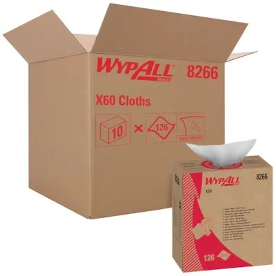 WypAll X60 Cloths Pop Up Box White 126 Sheets 8266