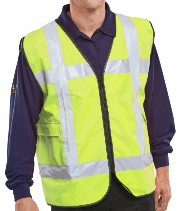 Light Vest Hi-vis Led Light Up Basic Vest With Pockets Saturn Yellow