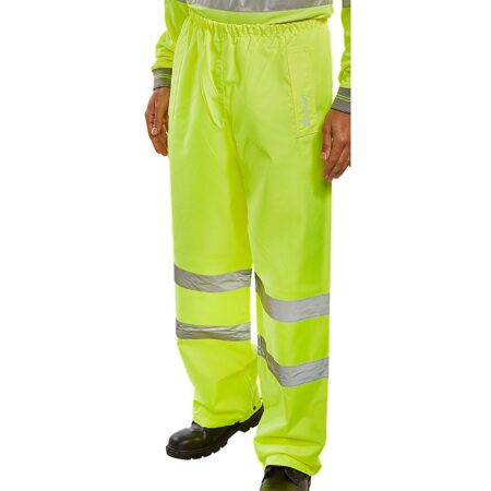 Beeswift Hi-vis Waterproof Traffic Trousers Over Trousers Saturn Yellow Item Code: TENSY