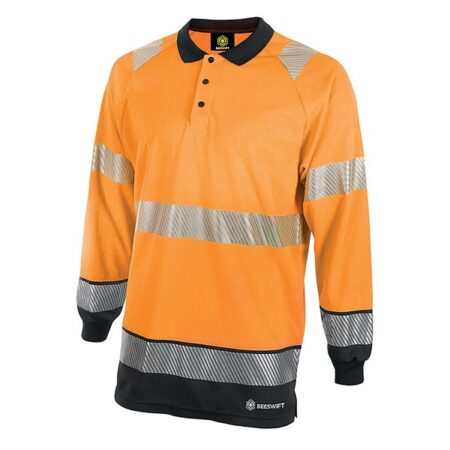 Beeswift Deltic Hi-vis Two Tone Long Sleeve Polo Shirt Orange / Black Item Code: HVTT015ORBL