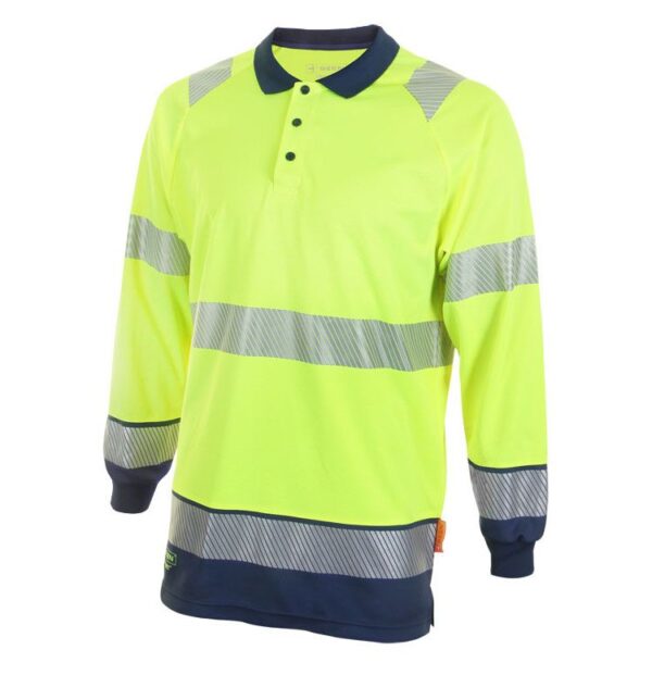 Beeswift Deltic Hi-vis Two Tone Long Sleeve Polo Shirt Saturn Yellow / Navy Item Code: HVTT015SYN