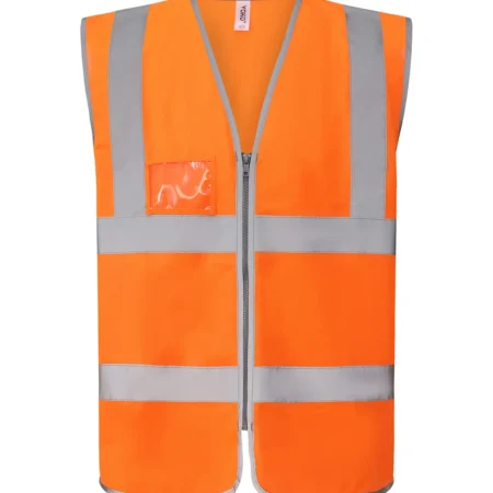 YOKO Hi-vis zip ID reflective border waistcoat Orange (HVW103-O)