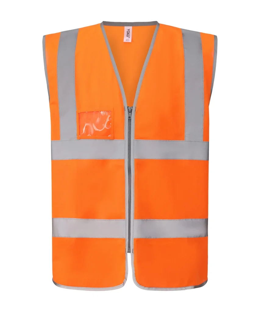 YOKO Hi-vis zip ID reflective border waistcoat Orange (HVW103-O)