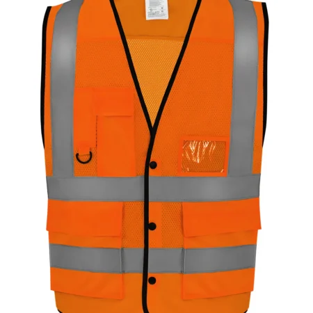 Yoko Hi-vis superior open mesh button waistcoat Orange (HVW860-O)
