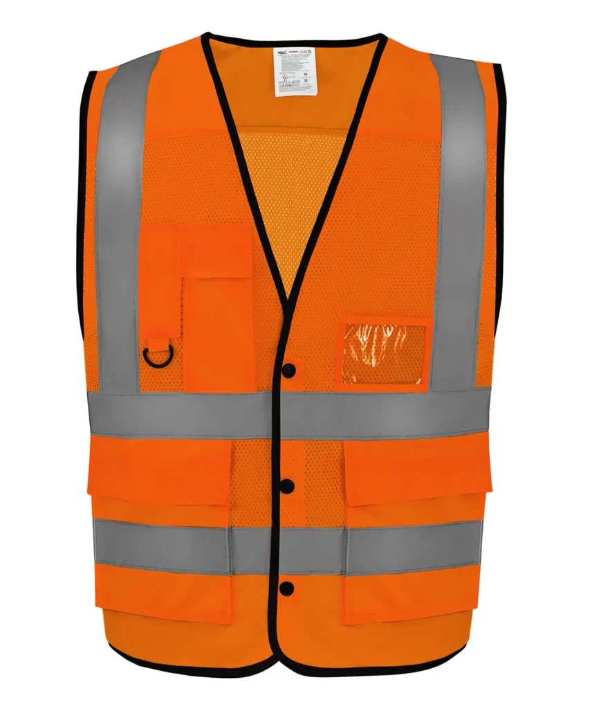 Yoko Hi-vis superior open mesh button waistcoat Orange (HVW860-O)
