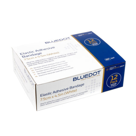 Blue Dot White Elastic Adhesive Bandage (EAB) 7.5cm x 4.5m (Box 12)
