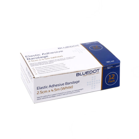 Blue Dot White Elastic Adhesive Bandage (EAB) 2.5cm x 4.5m (Box 12)