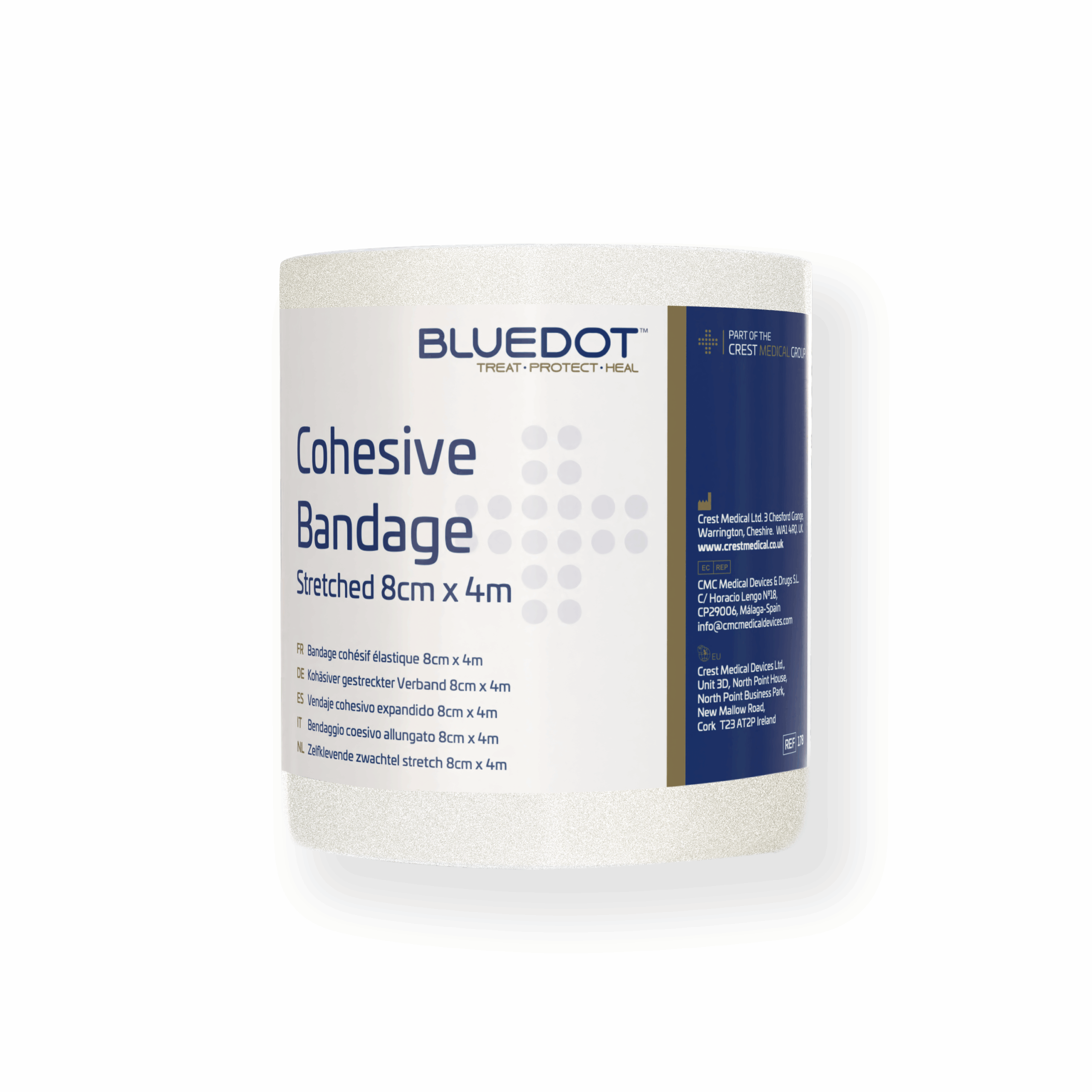 Blue Dot 8cm x 4m Cohesive Bandage
