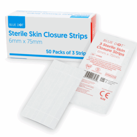 Blue Dot Sterile Skin Closure Strips 75mm x 6mm (Box 50 x 3)