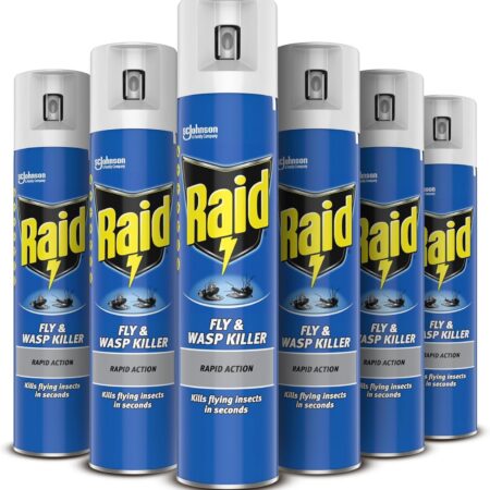 Raid Rapid Action Fly & Wasp Killer, Fly Killer Spray For Indoor Use, Pack of 6 (6 x 300ml)