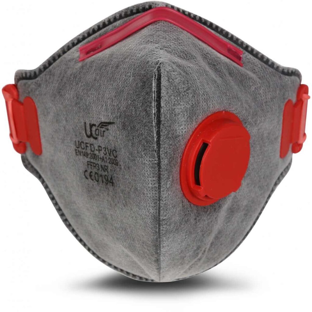UCFD-P3VC Disposable FFP3 fold flat mask with exhalation valve and infused activated carbon (Box of 10)
