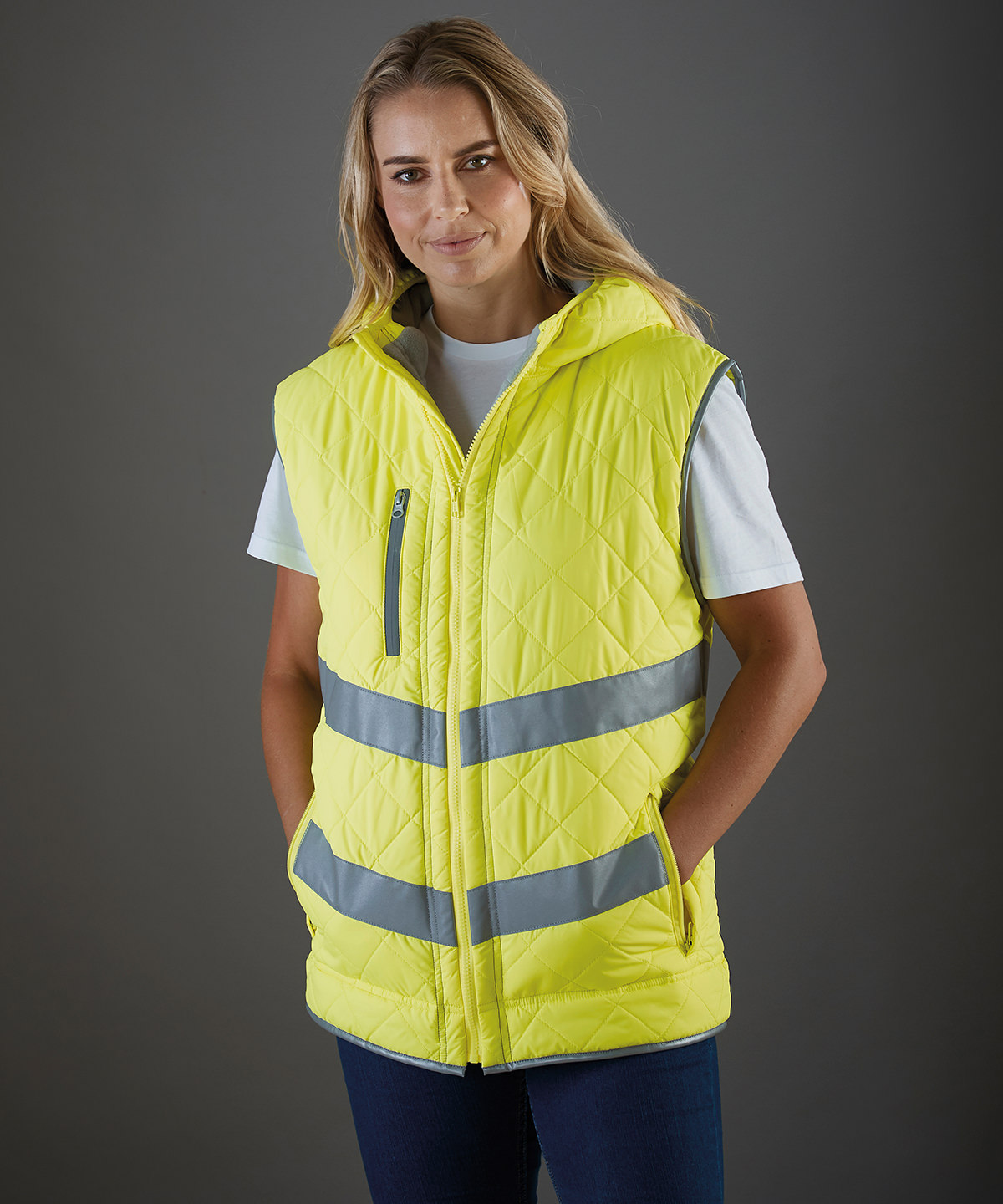 Yoko Hi-vis Kensington hooded gilet (HV007)