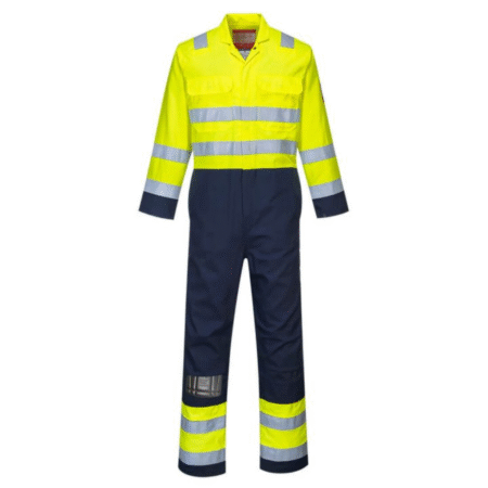 BIZ7 - Bizflame Work Hi-Vis Contrast FR Coverall Yellow/Navy