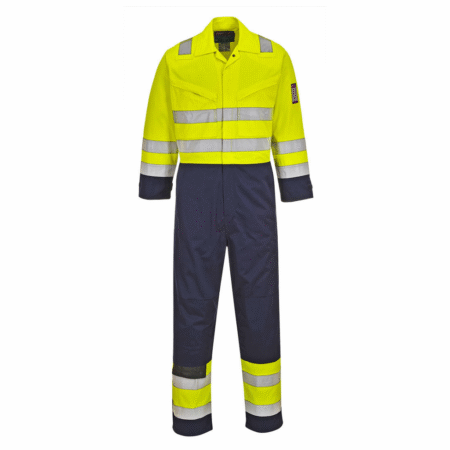 MV28 - Modaflame Work Hi-Vis Multi-Norm Contrast FR Coverall Yellow/Navy