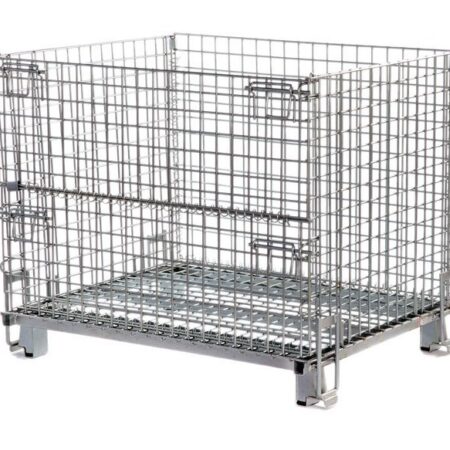 Folding Mesh Pallets fold flat available in H 840 x W 800 x D 1000 mm or  H 1000 x W 1000 x D 1200 mm