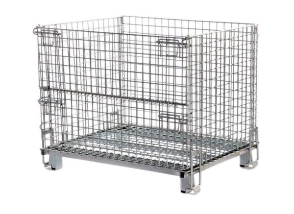 Folding Mesh Pallets fold flat available in H 840 x W 800 x D 1000 mm or H 1000 x W 1000 x D 1200 mm