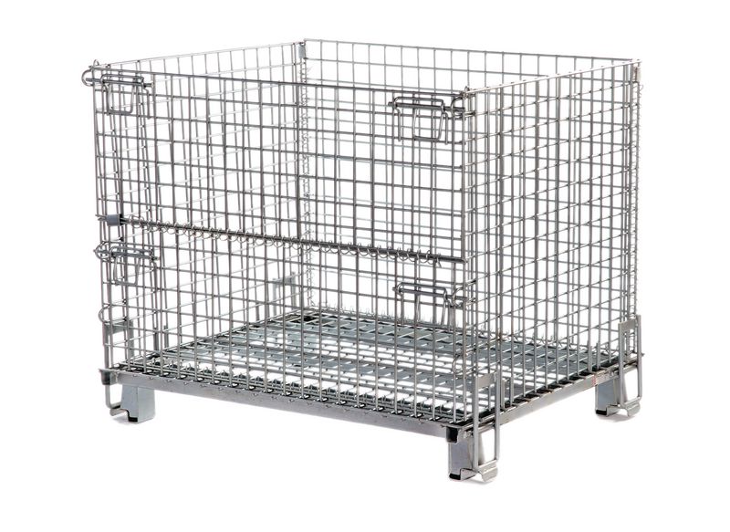Folding Mesh Pallets fold flat available in H 840 x W 800 x D 1000 mm or H 1000 x W 1000 x D 1200 mm
