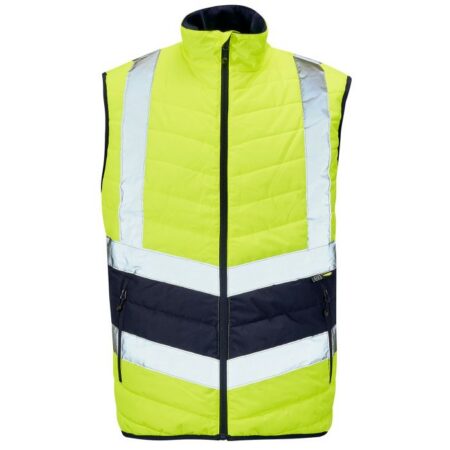 H146 - Supertouch Hi Vis Yellow 2 Tone Puffer Bodywarmer