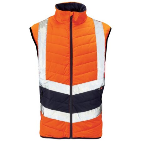 H147 - Supertouch Hi Vis Orange 2 Tone Puffer Bodywarmer