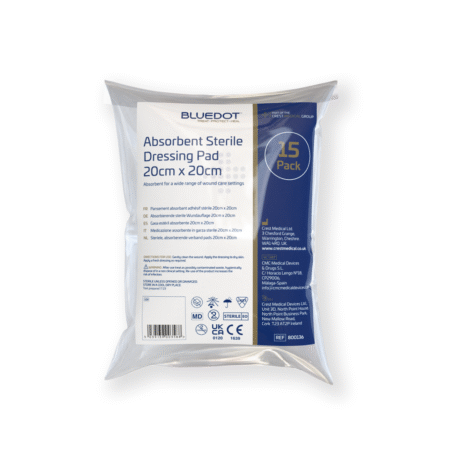 800136 - Blue Dot 20cm x 20cm Sterile Absorbent Dressing Pads (Pack 15)